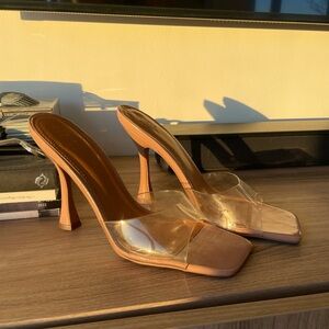 ASOS TAN AND CLEAR HEELS